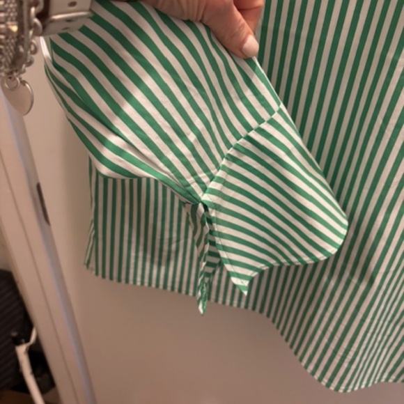Benaar LA Kya Striped Long Sleeve Button Blouse in GREEN Size S - Picture 3 of 6